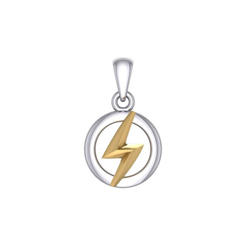 Zeus God Lightning Bolt Silver and Gold Pendant MPD5902 - Jewelry